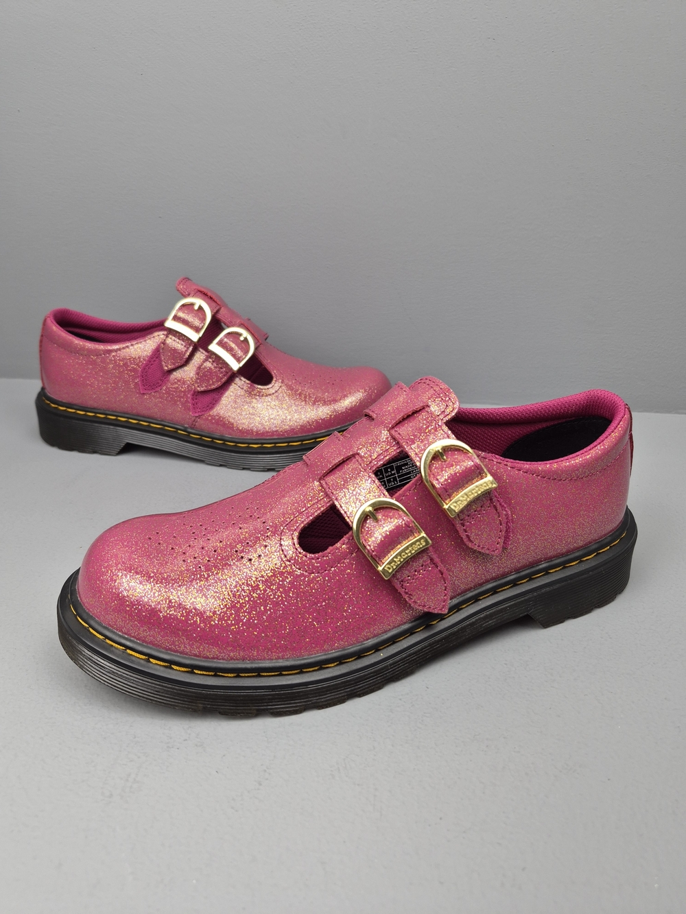 Dr. Doc Martens Mary Janes Pink Glitter Shoes Boots 8065 Y Women's Size 7